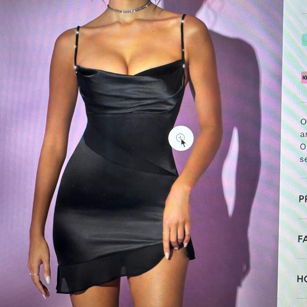 ONYX Cowl Neck Asymmetric Hem Mini Dress in Black, oh polly